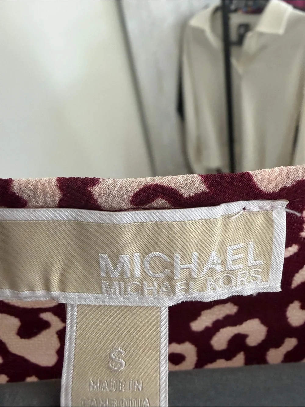 320. Michael Kors Womens Tie-Hem Leopard Print Top - Burgundy/Pink